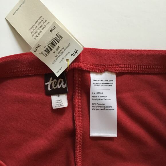 NWT Tea Collection velour leggings in Red Wagon - Picture 3 of 3